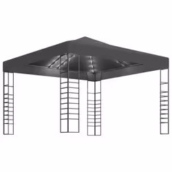 vidaXL Garden Marquee with LED String Lights 3x3 m Anthracite Outdoor Pavilion