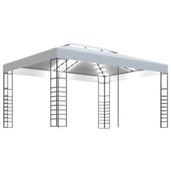 vidaXL Gazebo with LED String Lights 4x3x2.7 m White Outdoor Pavilion Sunshade