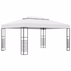 vidaXL Gazebo with LED String Lights 4x3x2.7 m White Outdoor Pavilion Sunshade - Additional view 4