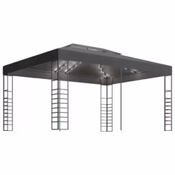 vidaXL Gazebo with LED String Lights 3x4m Anthracite Outdoor Pavilion Sunshade