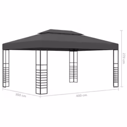 vidaXL Gazebo with LED String Lights 3x4m Anthracite Outdoor Pavilion Sunshade - Additional view 9