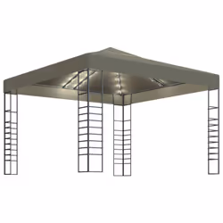vidaXL Garden Marquee with LED String Lights 3x3 m Taupe Outdoor Sunshade