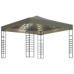 vidaXL Garden Marquee with LED String Lights 3x3 m Taupe Outdoor Sunshade