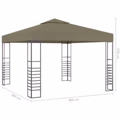 vidaXL Garden Marquee with LED String Lights 3x3 m Taupe Outdoor Sunshade