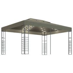 vidaXL Gazebo with LED String Lights 3x4m Taupe 180 g/mÂ² Outdoor Sunshade Tent