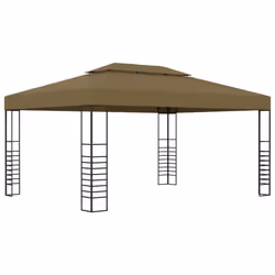 vidaXL Gazebo with LED String Lights 3x4m Taupe 180 g/mÂ² Outdoor Sunshade Tent