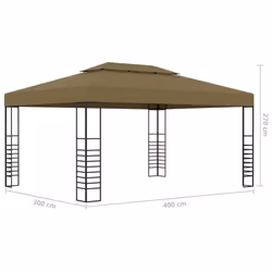 vidaXL Gazebo with LED String Lights 3x4m Taupe 180 g/mÂ² Outdoor Sunshade Tent