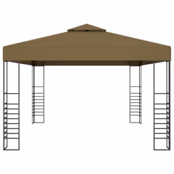 vidaXL Gazebo with LED String Lights 3x4m Taupe 180 g/mÂ² Outdoor Sunshade Tent - Additional view 4