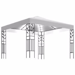 vidaXL Gazebo with LED String Lights 3x3m White 180 g/m² Outdoor Sunshade Tent