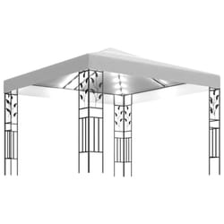 vidaXL Gazebo with LED String Lights 3x3m White 180 g/mÂ² Outdoor Sunshade Tent