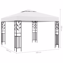 vidaXL Gazebo with LED String Lights 3x3m White 180 g/mÂ² Outdoor Sunshade Tent - Additional view 8