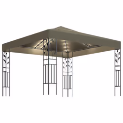 vidaXL Gazebo with LED String Lights 3x3 m Taupe 180 g/m² Outdoor Sunshade Tent