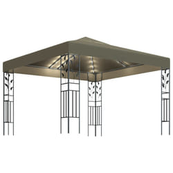 vidaXL Gazebo with LED String Lights 3x3 m Taupe 180 g/mÂ² Outdoor Sunshade Tent