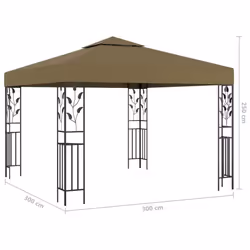 vidaXL Gazebo with LED String Lights 3x3 m Taupe 180 g/mÂ² Outdoor Sunshade Tent