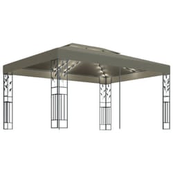 vidaXL Gazebo with Double Roof and LED String Lights 3x4 m Taupe 180 g/mÂ² Tent