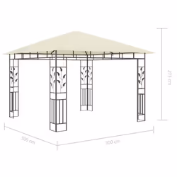 vidaXL Gazebo with Mosquito Net &LED String Lights 3x3x2.73 m Cream 180 g/mÂ² - Additional view 10