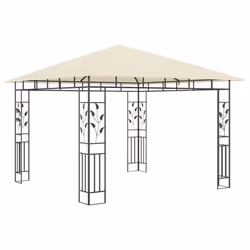vidaXL Gazebo with Mosquito Net &LED String Lights 3x3x2.73 m Cream 180 g/mÂ² - Additional view 5