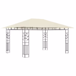 vidaXL Gazebo with Mosquito Net &LED String Lights 4x3x2.73 m Cream 180 g/mÂ²
