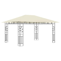 vidaXL Gazebo with Mosquito Net &LED String Lights 4x3x2.73 m Cream 180 g/mÂ²