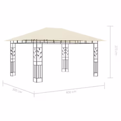 vidaXL Gazebo with Mosquito Net &LED String Lights 4x3x2.73 m Cream 180 g/mÂ² - Additional view 10