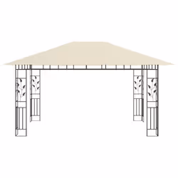 vidaXL Gazebo with Mosquito Net &LED String Lights 4x3x2.73 m Cream 180 g/mÂ²
