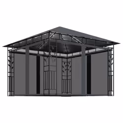 vidaXL Gazebo with Mosquito Net & LED String Lights 3x3x2.73 m Anthracite