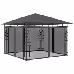 vidaXL Gazebo with Mosquito Net & LED String Lights 3x3x2.73 m Anthracite - Additional view 6