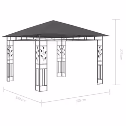 vidaXL Gazebo with Mosquito Net & LED String Lights 3x3x2.73 m Anthracite - Additional view 7