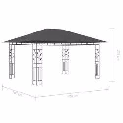 vidaXL Gazebo with Mosquito Net & LED String Lights 4x3x2.73 m Anthracite - Additional view 10