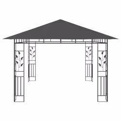 vidaXL Gazebo with Mosquito Net & LED String Lights 4x3x2.73 m Anthracite