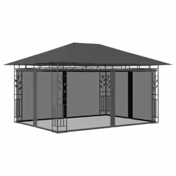 vidaXL Gazebo with Mosquito Net & LED String Lights 4x3x2.73 m Anthracite - Additional view 7
