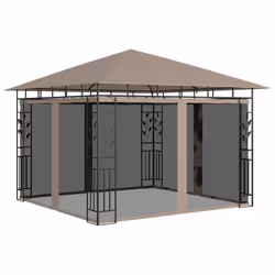 vidaXL Gazebo with Mosquito Net and LED String Lights 3x3x2.73m Taupe 180 g/mÂ² - Additional view 5