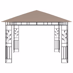 vidaXL Gazebo with Mosquito Net and LED String Lights 3x3x2.73m Taupe 180 g/mÂ² - Additional view 6