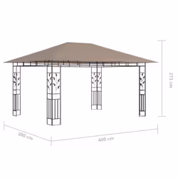 vidaXL Gazebo with Mosquito Net&LED String Lights 4x3x2.73 m Taupe 180 g/mÂ² - Additional view 10
