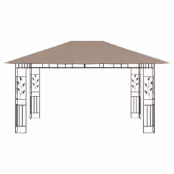 vidaXL Gazebo with Mosquito Net&LED String Lights 4x3x2.73 m Taupe 180 g/mÂ²