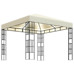 vidaXL Gazebo with LED String Lights 3x3m Cream Outdoor Pavilion Sunshade Tent