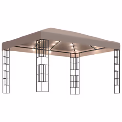 vidaXL Gazebo with LED String Lights Outdoor Pavilion Sunshade Canopy Tent - 3 x 4 m