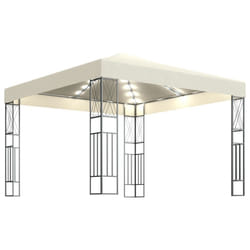 vidaXL Gazebo with LED String Lights 3x3 m Cream Fabric Outdoor Sunshade