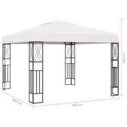 vidaXL Gazebo with LED String Lights 3x3 m Cream Fabric Outdoor Sunshade - Additional view 11