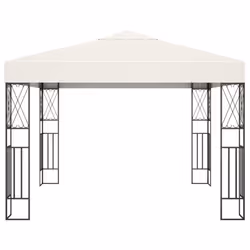 vidaXL Gazebo with LED String Lights 3x3 m Cream Fabric Outdoor Sunshade