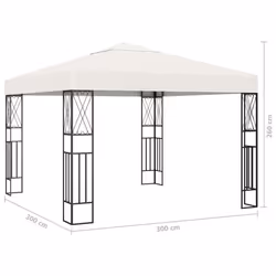 vidaXL Gazebo with LED String Lights 3x3 m Cream Fabric Outdoor Sunshade - Additional view 7