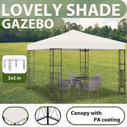 vidaXL Gazebo with LED String Lights 3x3 m Cream Fabric Outdoor Sunshade - Additional view 8