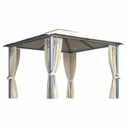 vidaXL Gazebo with Curtain&LED String Lights 300x300 cm Cream Aluminium Tent - Additional view 5