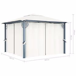 vidaXL Gazebo with Curtain&LED String Lights 300x300 cm Cream Aluminium Tent - Additional view 6