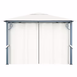 vidaXL Gazebo with Curtain&LED String Lights 300x300 cm Cream Aluminium Tent - Additional view 8
