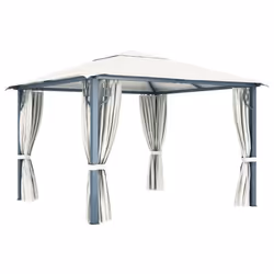 vidaXL Gazebo with Curtain&LED String Lights 300x300 cm Cream Aluminium Tent - Additional view 9
