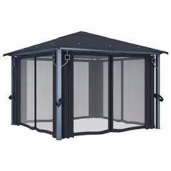 vidaXL Gazebo with Curtain&LED String Lights 300x300 cm Anthracite Aluminium