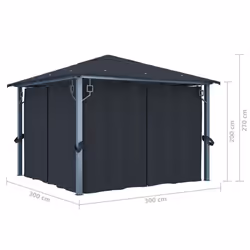 vidaXL Gazebo with Curtain&LED String Lights 300x300 cm Anthracite Aluminium - Additional view 5