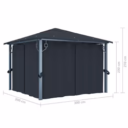vidaXL Gazebo with Curtain&LED String Lights 300x300 cm Anthracite Aluminium - Additional view 8