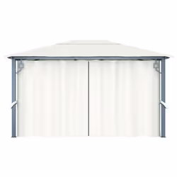 vidaXL Gazebo with Curtain and LED String Lights Aluminium Sunshade Canopy - cream - Additional view 7